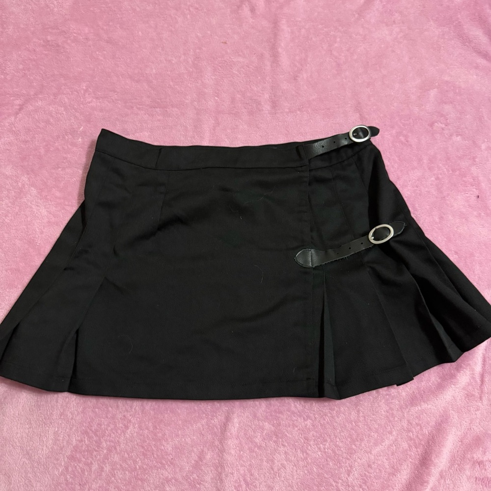 Brandy Melville Black Women's Skirt with Buckle Detail